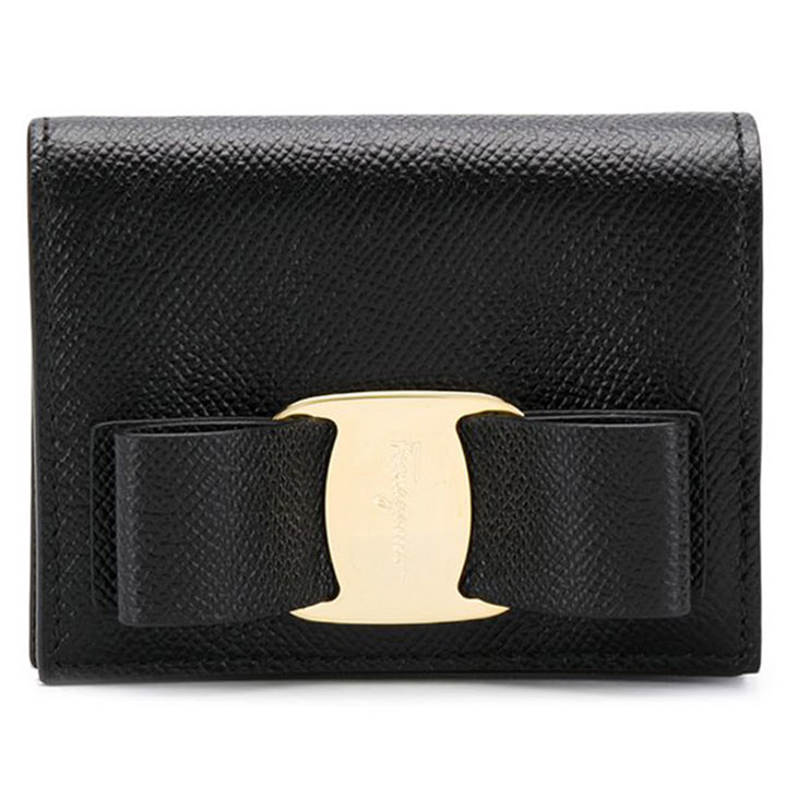 ◆당일◆25FW 금장 바라 보우 코인 반지갑 블랙 22-D515 0725300