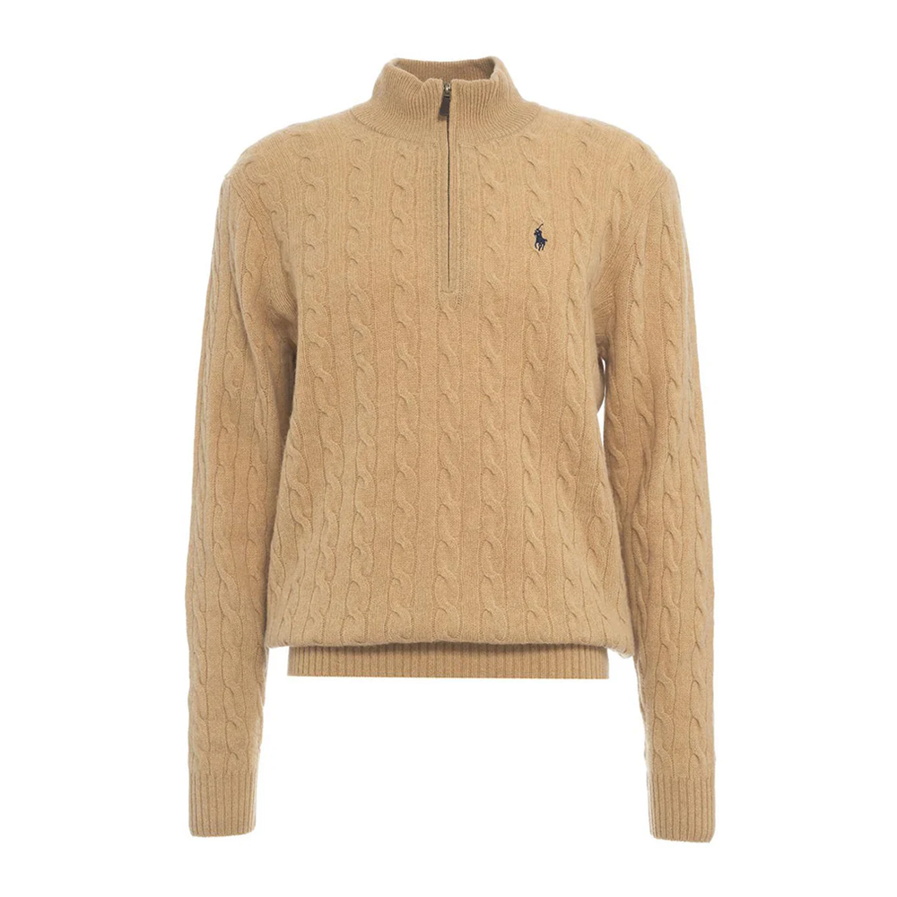 26SS 포니 자수 케이블 하프집업 니트 브라운 710810841 003