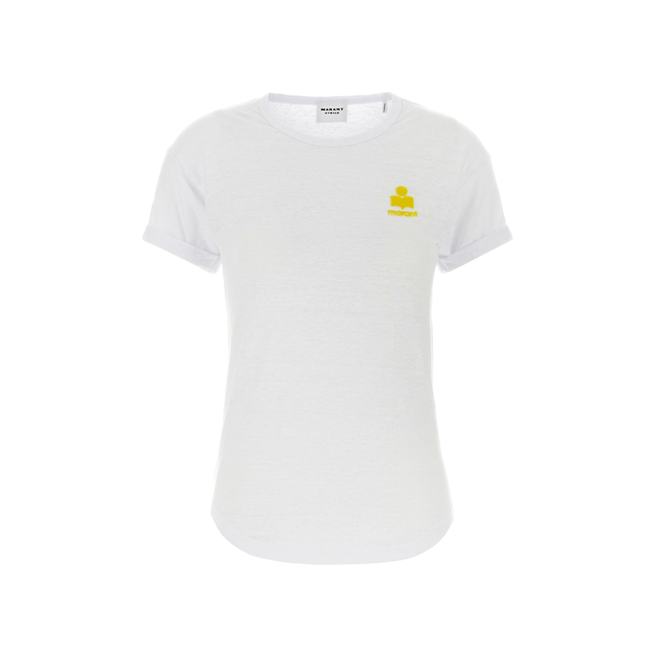 ◆당일◆26SS 콜디아 KOLDIA 린넨 반팔 티셔츠 화이트/옐로우 TS0315FA A1M09E WHYW