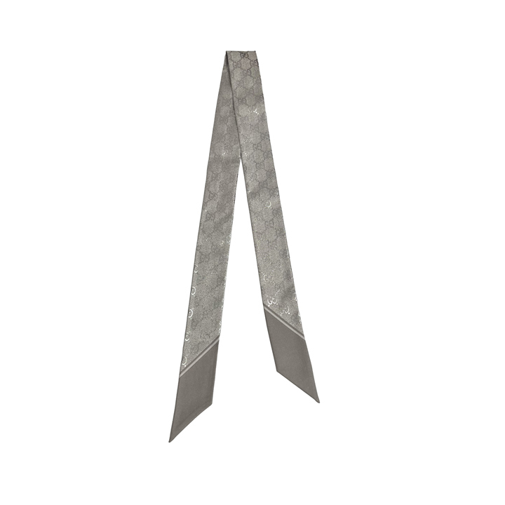 ◆당일◆26SS GG 프린트 실크 넥보우 라이트그레이 812250 3G001 1900