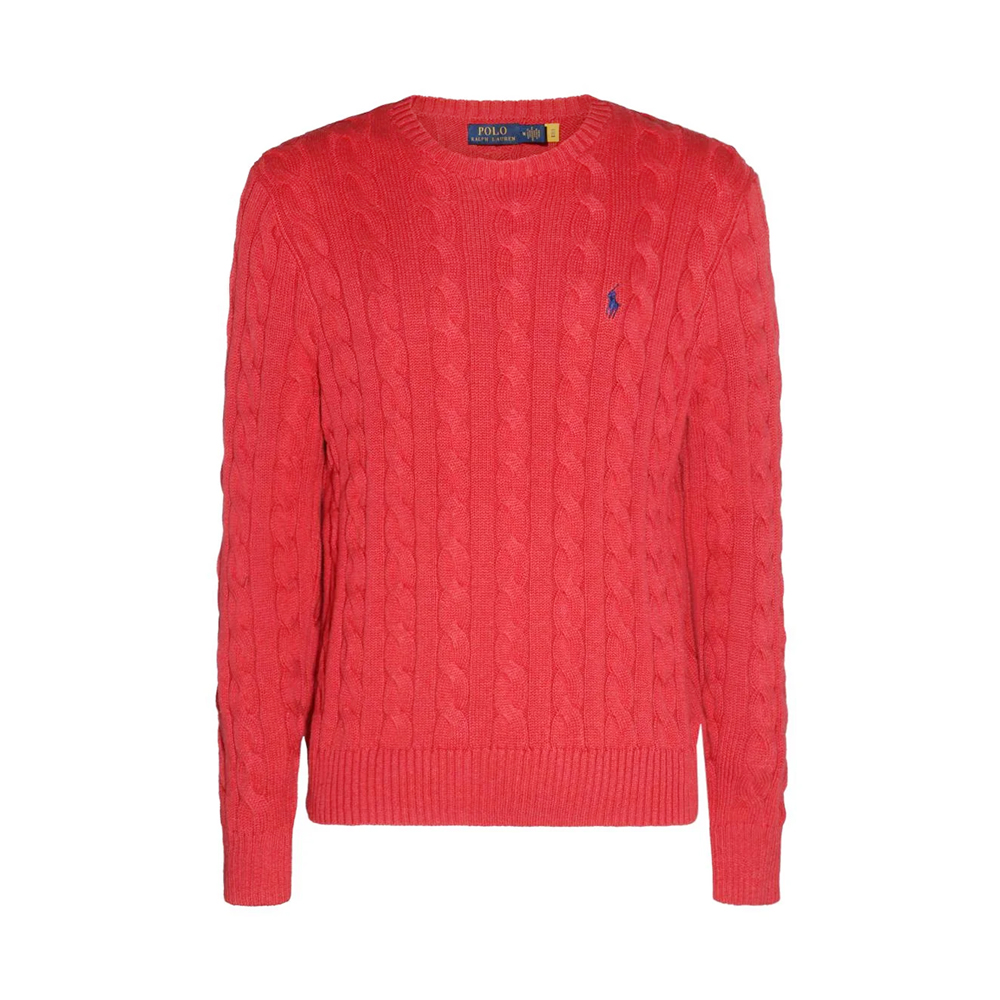 26SS 포니 자수 케이블 니트 레드 710775885 053