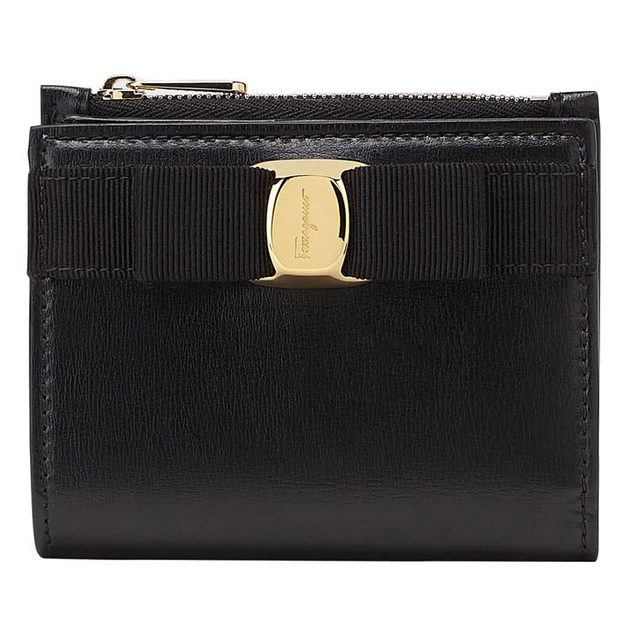 ◆당일◆25FW 금장 바라 보우 컴팩트 코인 반지갑 블랙 22-E009 0734500
