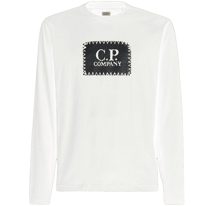 ◆당일◆25SS 로고 라벨 프린팅 롱 슬리브 티셔츠 화이트 18CMTS137A 005100W 103