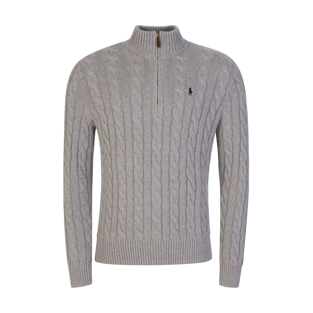 26SS 포니 자수 케이블 하프집업 니트 그레이 710810841 002