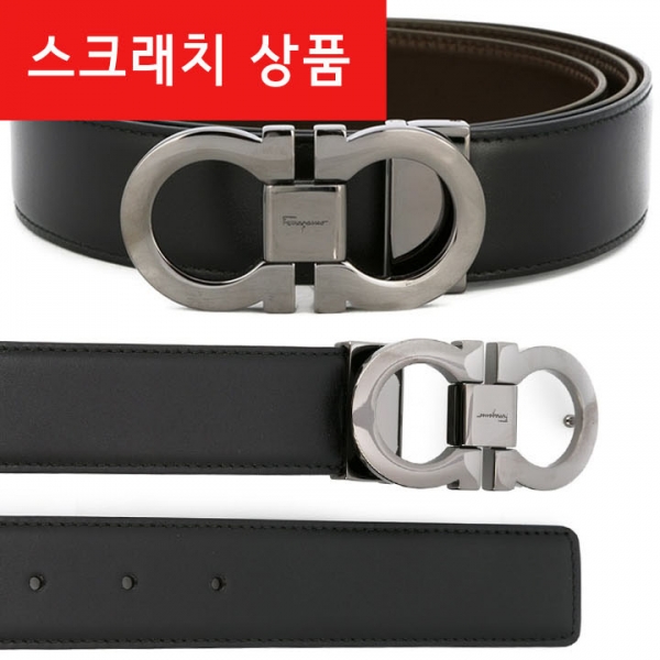◆스크래치◆은장 더블 간치니 양면 벨트 블랙/브라운 67-9535 0644557