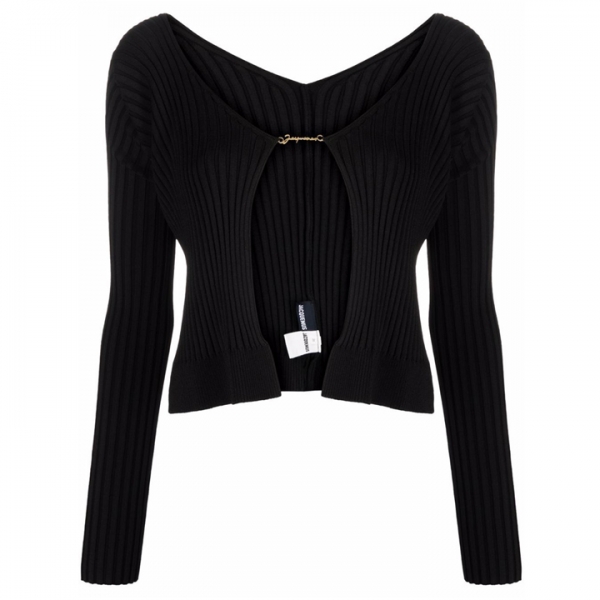 ◆당일◆23FW 라 마이유 프랄루 골드 로고 골지 가디건 블랙 223KN500 2190 990