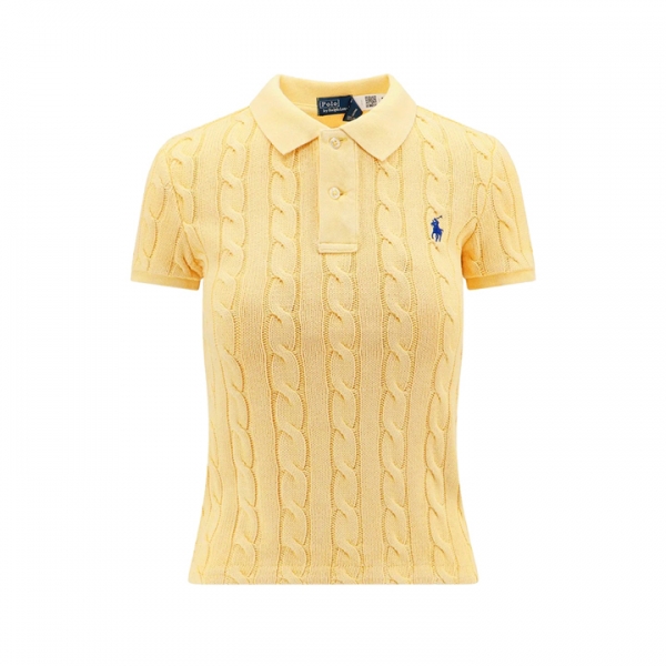 ◆당일◆25FW 포니 자수 케이블 클래식 카라 니트 옐로우 211943010 004
