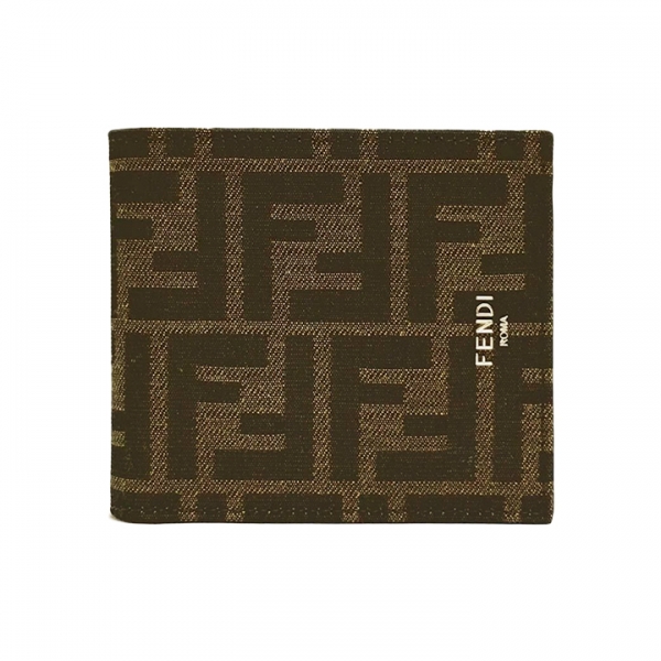 ◆당일◆26SS FF 자카드 반지갑 브라운 7M0169 ALWK F0L3T