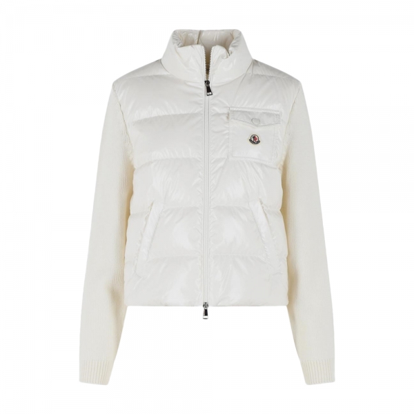 26SS 로고 패치 믹스 니트 패딩자켓 화이트 9B000 23 M7774 034