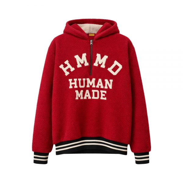 26SS 하프 집업 플리스 후드티 레드 HM30CS008 RED