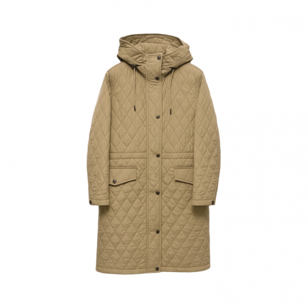 ◆당일◆25FW 힐게이트 HILLGATE 퀄팅 후드 드로우스트링 코트 베이지 8110323