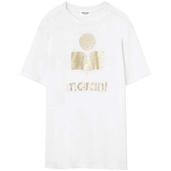 ◆당일◆25SS 쥬얼 ZEWEL 로고 린넨 티셔츠 화이트/라이트골드 TS0001FB A1N10E WHLG