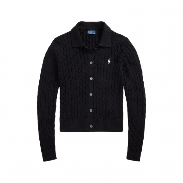 ◆당일◆26SS 포니 자수 케이블 클래식 폴로 가디건 블랙 211971881 003