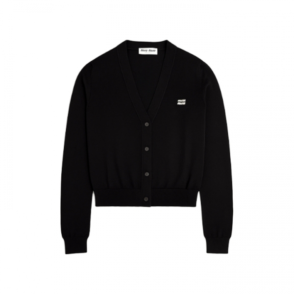 ◆당일◆25FW 로고 V넥 캐시미어 실크 가디건 블랙 MMF761 13KW F0002