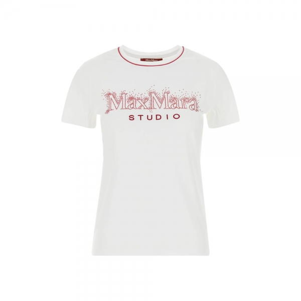 26SS MSTPUGNALE 라인스톤 로고 티셔츠 화이트 2616971011 001