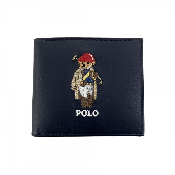 26SS 베어 로고 자수 반지갑 네이비 405P08100 001