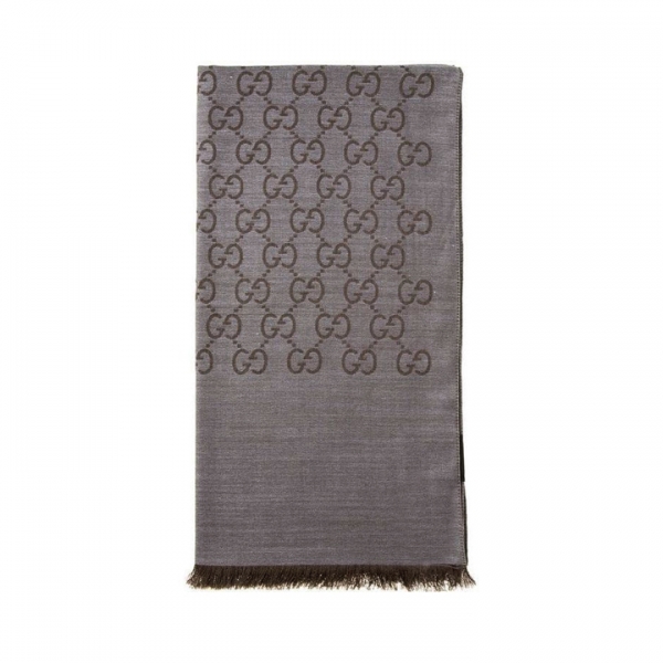 ◆당일◆25FW GG 자카드 울 실크 투톤 스카프 그레이/브라운 165904 3G646 1264