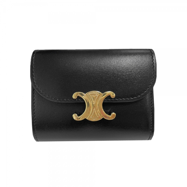 26SS 금장 트리오페 스몰 플랩 코인 반지갑 블랙 10D783 DPV 38NO