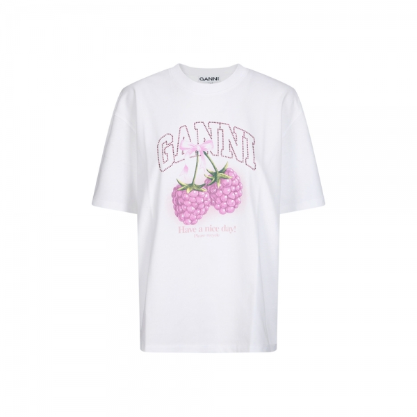 26SS 라즈베리 프린트 티셔츠 브라이트화이트 A1050140 151