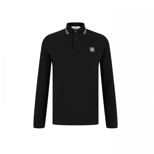 ◆당일◆26SS 로고 패치 슬림핏 롱 슬리브 폴로 티셔츠 블랙 L1S15 2200012 S0018 V0029