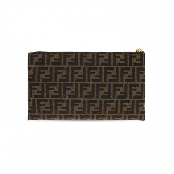 ◆당일◆26SS 플랫 바게트 자카드 FF 미디움 파우치 클러치백 브라운 8N0149 AD23 F1GE3