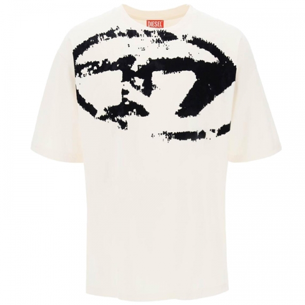 ◆당일◆25SS T-BOXT-N14 벨벳 로고 티셔츠 화이트/블랙 A13049 0DQAU 141A