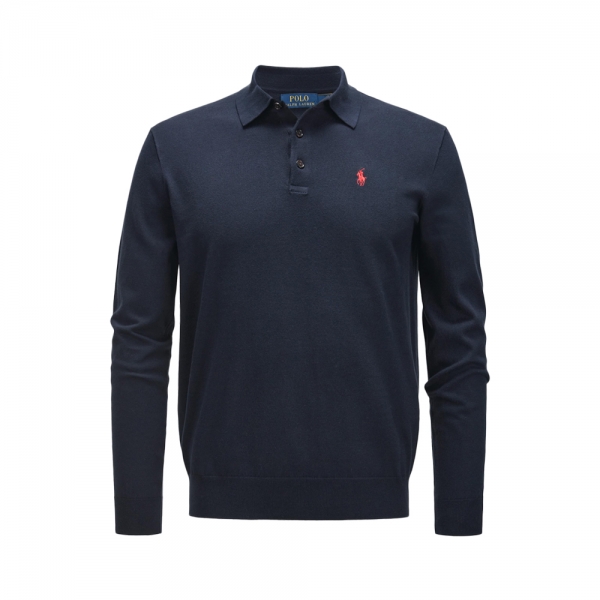 26SS 포니 자수 폴로 코튼 니트 블루 710P04446 001