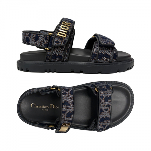 26SS 디올액트 오블리크 패브릭 더블 스트랩 샌들 데님 KCO170OFF S30B