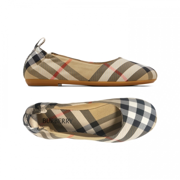 ◆키즈◆키즈 체크 발레리나 플랫 슈즈 샌드 8112248