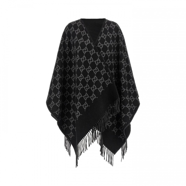 ◆당일◆25FW GG 울 자카드 케이프 블랙&그레이 817831 3G200 1063