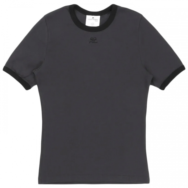 ◆당일◆25SS 로고 자수 콘트라스트 티셔츠 데님블랙 125JTS017JS0203 B155
