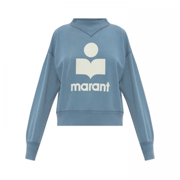 ◆당일◆26SS 모비 MOBY 벨벳 로고 맨투맨 슬레이트블루/에쿠르 SW0003FA C3M07E SBEC