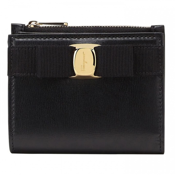 ◆당일◆25FW 금장 바라 보우 컴팩트 코인 반지갑 블랙 22-E009 0734500