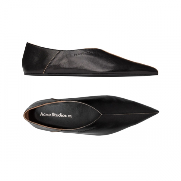 ◆15주년◆로고 레더 뮬 플랫슈즈 블랙 AD0478 900