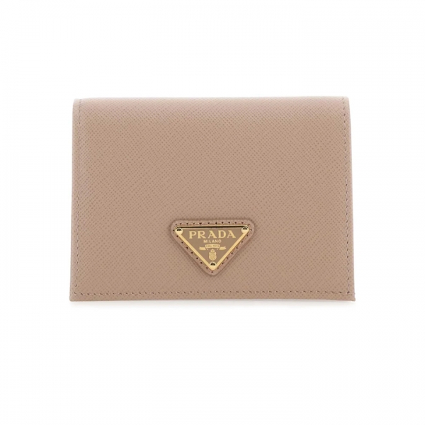 ◆당일◆26SS 사피아노 금장 로고 코인 반지갑 핑크베이지 1MV021 QHH F0236