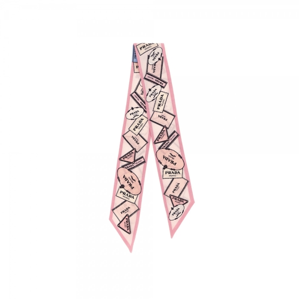 26SS 로고 실크 트윌 스키니 스카프 핑크 1FF008 2DGY F0DLD