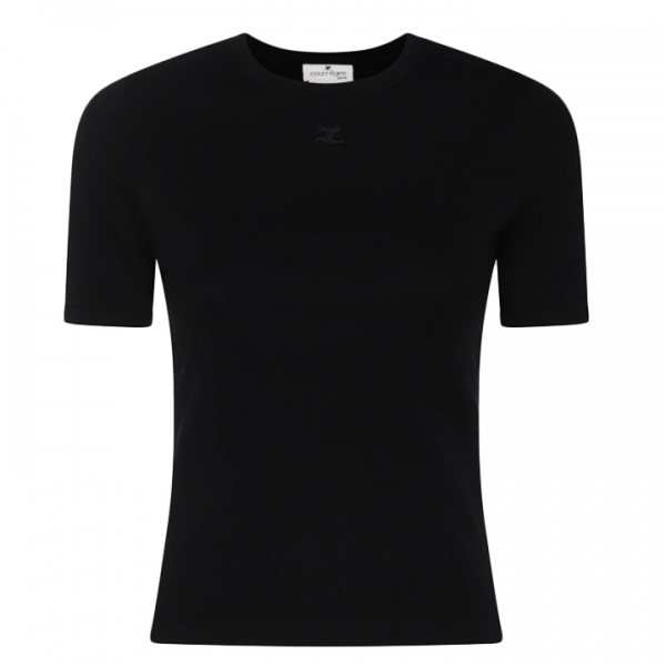 ◆당일◆25SS 로고 자수 콘트라스트 티셔츠 블랙 125JTS017JS0203 9999