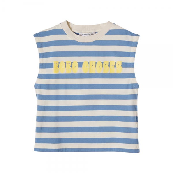 키즈 로고 프린트 모던 스트라이프 민소매 티셔츠 오프화이트 B126AC140 199