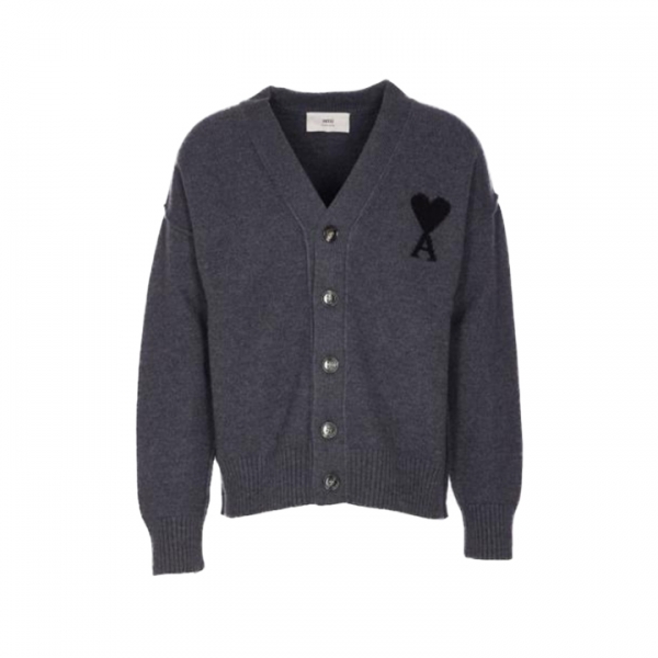 ◆당일◆25FW 하트 로고 울 가디건 다크그레이/블랙 UKC367 018 0504