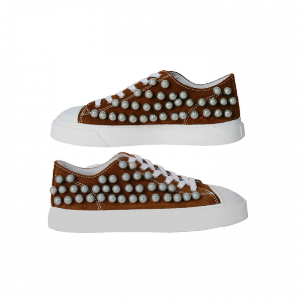 ◆15주년◆원형 스터드 벨로아 스니커즈 브라운 GXD021SF00CRO1B596