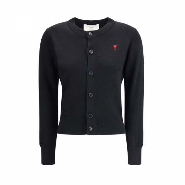 ◆당일◆25FW 스몰 하트 로고 여성 라운드넥 가디건 블랙 FKC361 001 009