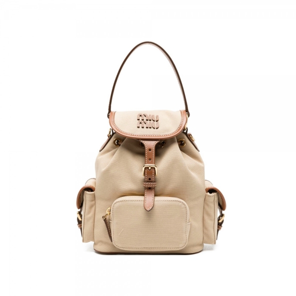 26SS 멀티 포켓 캔버스 레더 백팩 베이지 5BZ043 2IBQ F0DAB
