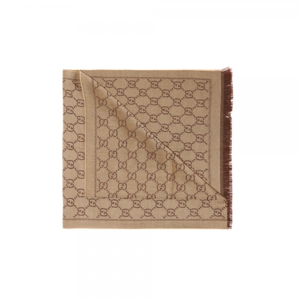 26SS GG 자카드 투톤 울 머플러 베이지/브라운 133483 3G200 2764