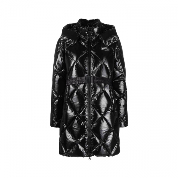 ◆당일◆25FW 콘자 CONZA 로고 패치 벨티드 후드 롱 패딩 자켓 블랙 VDDJ95636K0001 BKS