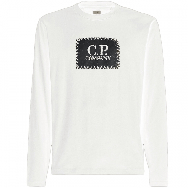 ◆당일◆25SS 로고 라벨 프린팅 롱 슬리브 티셔츠 화이트 18CMTS137A 005100W 103