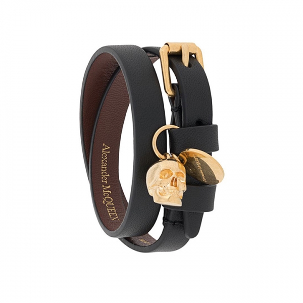 ◆15주년◆금장 스컬 더블 스트랩 브레이슬릿 블랙 630990 ASD0O 1000