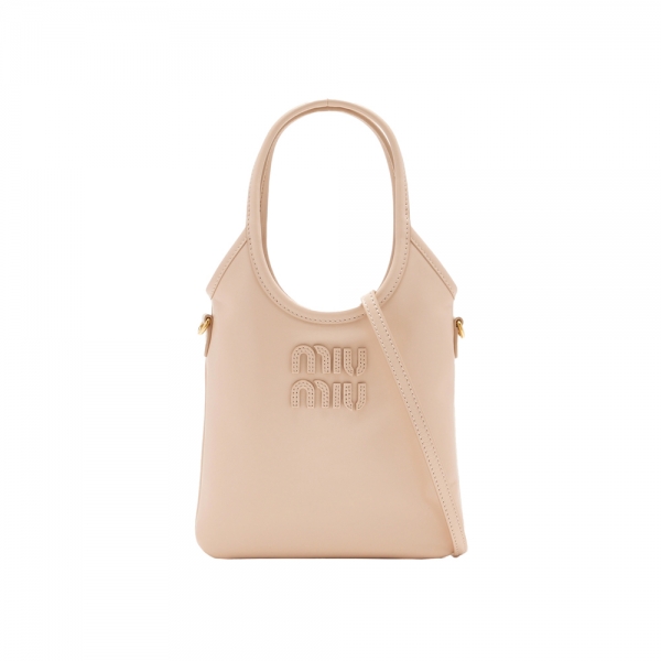 26SS 로고 자수 아이비 레더 핸드백 파우더핑크 5BA281 2IEO F0236