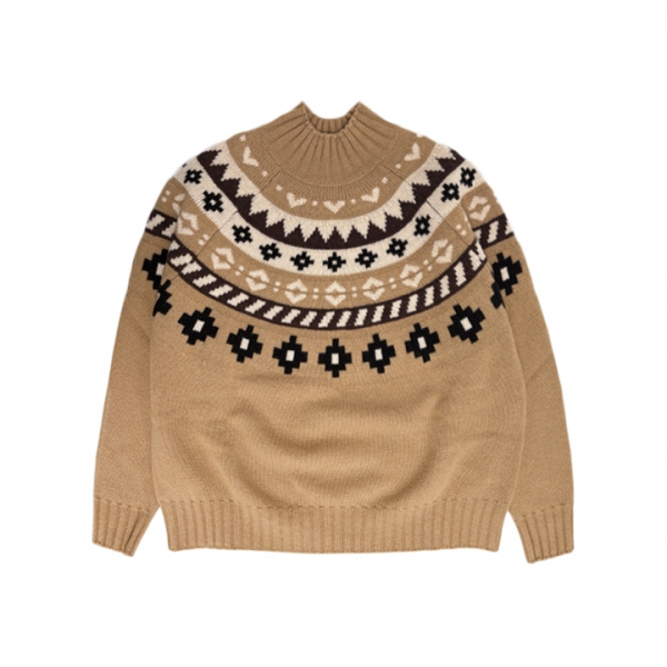 ◆당일◆25FW 하르디 HARDY 울 자카드 퍼넬넥 니트 카멜 2525366312 002