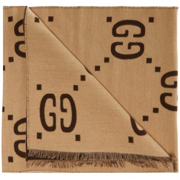 ◆당일◆25SS GG 자카드 투톤 울 머플러 베이지/브라운 495592 4G350 2179