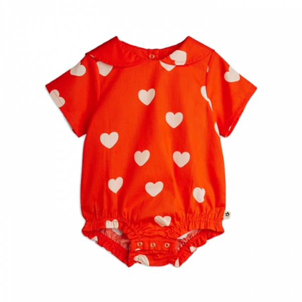 ◆키즈◆키즈 하트 패턴 우븐 하프 바디수트 레드 26140115 42